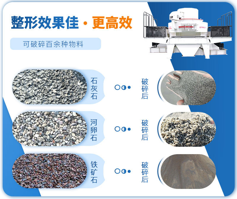 制砂機成品粒度多樣化，各種石料都不怕